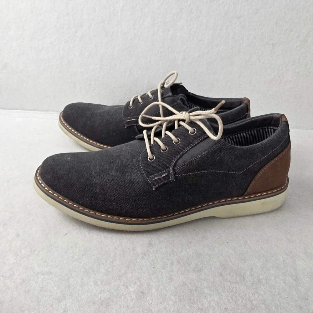 Nunn Bush Barklay Mens 10.5 M Gunmetal Canvas Oxford Comfort Gel Shoes 84856-025